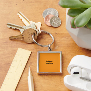 Aangepaste Grote Oranje Vierkante Sleutelhanger