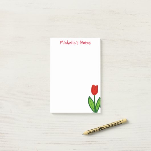 Aangepaste grote Post-it® notes met rode tulpenblo (Op bureau)