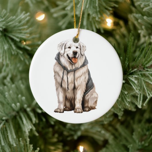 Aangepaste Grote Pyreneeën Dog Keramisch Ornament (Boom)
