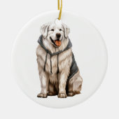 Aangepaste Grote Pyreneeën Dog Keramisch Ornament (Voorkant)