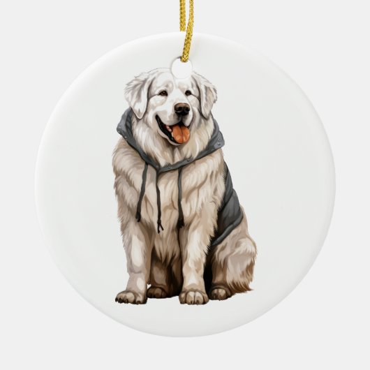 Aangepaste Grote Pyreneeën Dog Keramisch Ornament (Voorkant)
