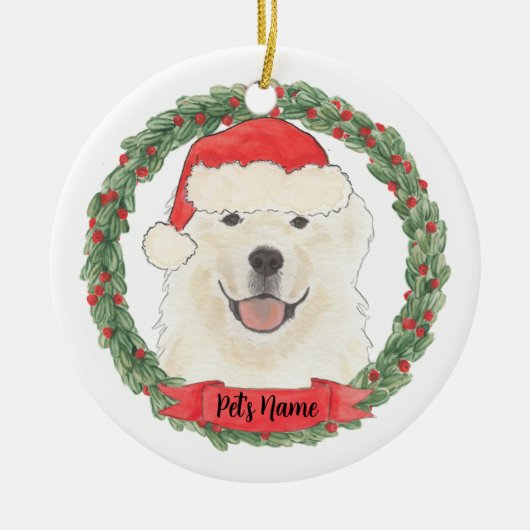 Aangepaste Grote Pyreneeën Keramisch Ornament (Voorkant)