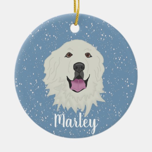 Aangepaste Grote Pyreneeën Keramisch Ornament (Voorkant)