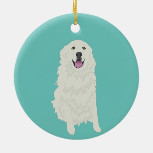 Aangepaste Grote Pyreneeën Keramisch Ornament (Achterkant)