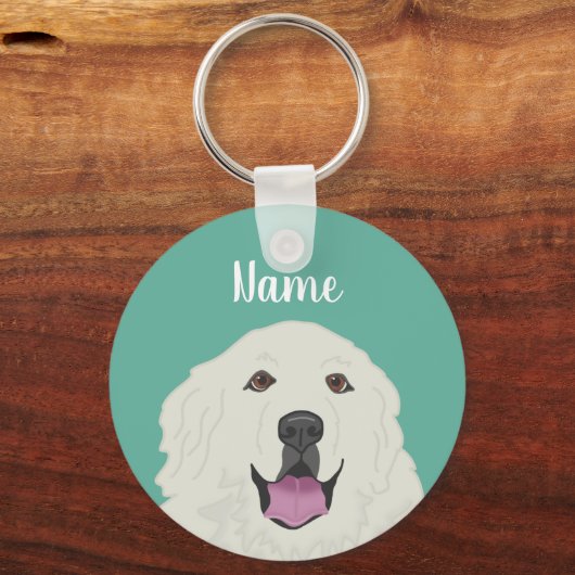 Aangepaste Grote Pyreneeën Sleutelhanger (Voorkant)