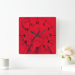 Aangepaste grote rode keuken wandklok