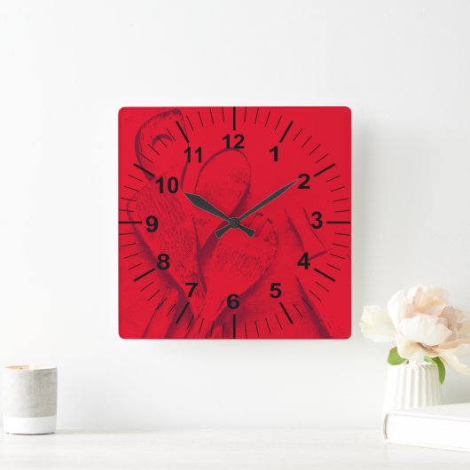 Aangepaste grote rode keuken wandklok (Huis)