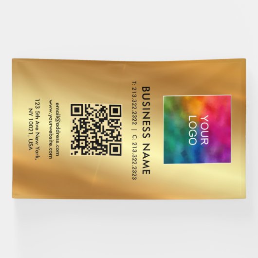 Aangepaste Grote Sjabloon Logo QR Code Glamour Gol Spandoek (Horizontaal)