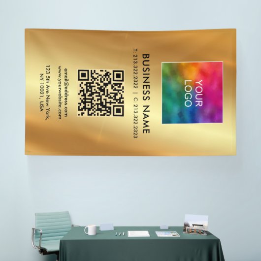 Aangepaste Grote Sjabloon Logo QR Code Glamour Gol Spandoek (Beurs)
