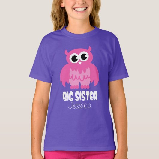 Aangepaste grote zus op shirt | Cute owl cartoon (Voorkant)