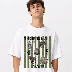Aangepaste Grunge Big 5 Tanzania Ngorongoro Krater Tri-Blend Shirt