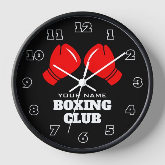 Aangepaste gym wandklok met rode bokshandschoenen  (Voorkant)