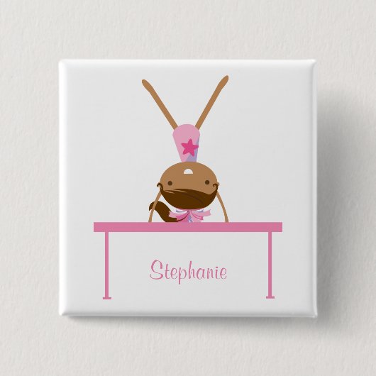 Aangepaste gymnastiekbalans kinder knop vierkante button 5,1 cm (Voorkant)