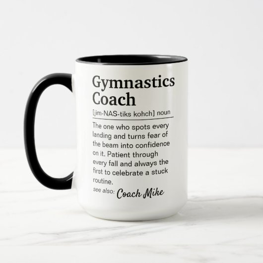 Aangepaste gymnastiekcoach definitie waardering mok (Links)