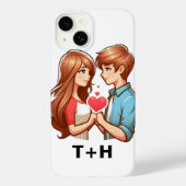 Aangepaste H & T-monogram in een romantisch harton Case-Mate iPhone Case (Achterkant)