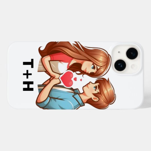 Aangepaste H & T-monogram in een romantisch harton Case-Mate iPhone Case (Achterkant (horizontaal))