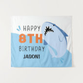 Aangepaste haai-achtergrond voor 8e verjaardag van wandkleed (Voorkant (horizontaal))