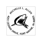 Aangepaste haai ronde retour adres houten stempel (Afrduk)