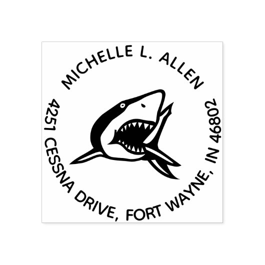 Aangepaste haai ronde retour adres houten stempel (Afrduk)