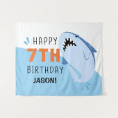 Aangepaste haaienachtergrond voor 7e verjaardag ki wandkleed (Voorkant (horizontaal))