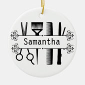 Aangepaste haar stylist schaar Hairdresser Keramisch Ornament (Voorkant)
