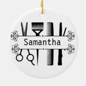 Aangepaste haar stylist schaar Hairdresser Keramisch Ornament (Achterkant)
