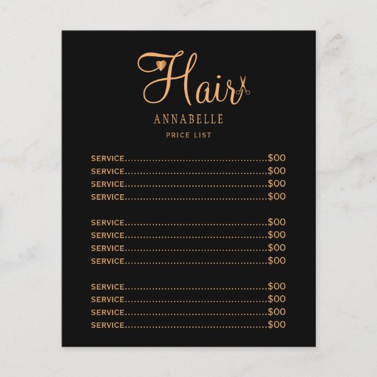 Aangepaste haarsalon logo prijslijst flyer (Voorkant)