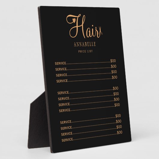 Aangepaste haarsalon logo prijslijst fotoplaat (Zijkant)