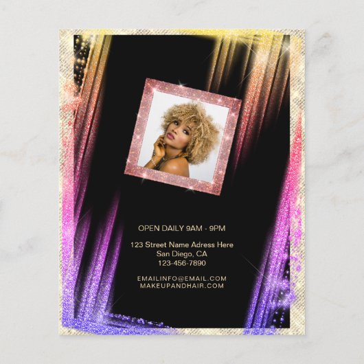 Aangepaste haarzalf op maat - zwarte gouden zwarte flyer (Achterkant)