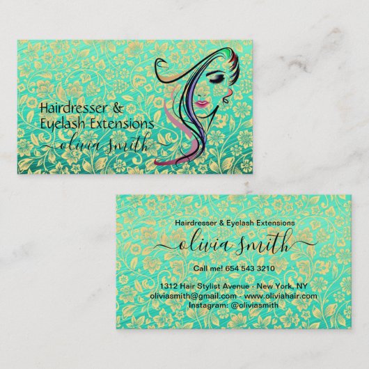 Aangepaste hairdresser- en elastische uitbreidinge visitekaartje (Voorkant / Achterkant)