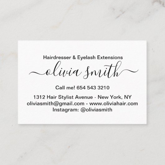 Aangepaste hairdresser- en elastische uitbreidinge visitekaartje (Achterkant)