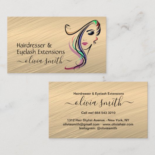 Aangepaste hairdresser- en elastische uitbreidinge visitekaartje (Voorkant / Achterkant)