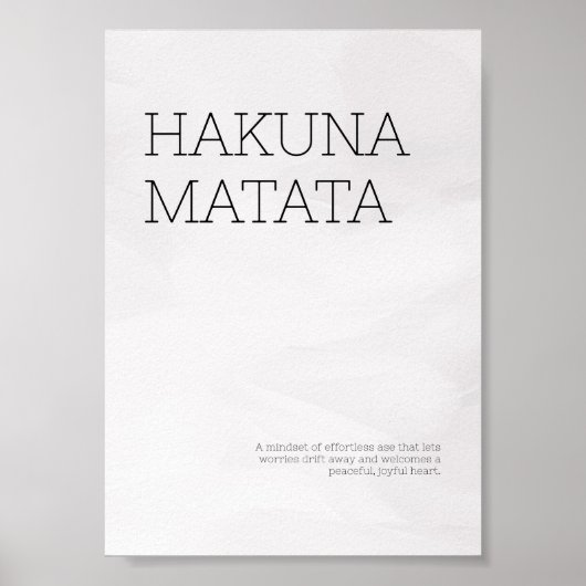 Aangepaste Hakuna Matata Self Love Wall Poster (Voorkant)