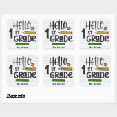 Aangepaste Hallo 1e graad Vierkante Sticker (Vel)