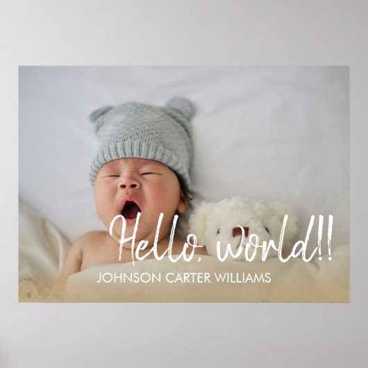 Aangepaste Hallo Baby Foto van World Script Poster (Voorkant)