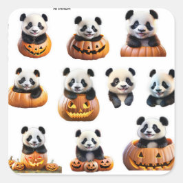 Aangepaste Halloween Baby Panda Personaliseer Scha Vierkante Sticker