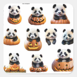 Aangepaste Halloween Baby Panda Personaliseer Scha Vierkante Sticker