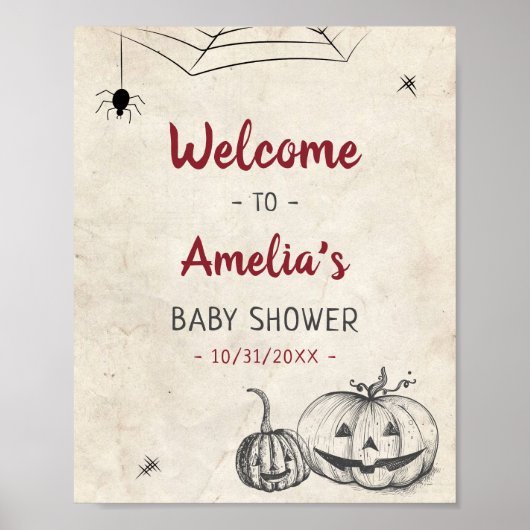 Aangepaste Halloween Baby Shower Deur Muur Welkom Poster (Voorkant)