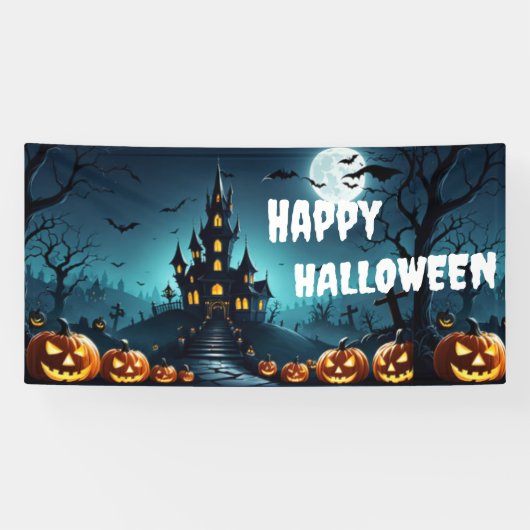Aangepaste Halloween Banner, Fright Night Gothic Spandoek (Horizontaal)