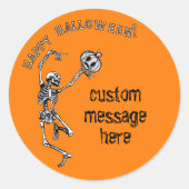 Aangepaste Halloween Danse Macabre Skeleton Pumpki Ronde Sticker (Voorkant)