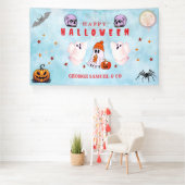 Aangepaste Halloween-feestlogo voor kleine bedrijv Spandoek (Insitu)