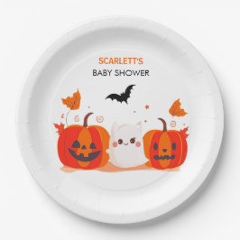 Aangepaste Halloween Ghost & Pumpkins Baby shower Papieren Bordje