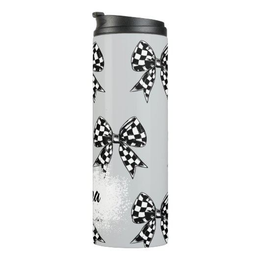 Aangepaste Halloween grijs gecontroleerd bogen Coq Thermosbeker (Geroteerd rechts)