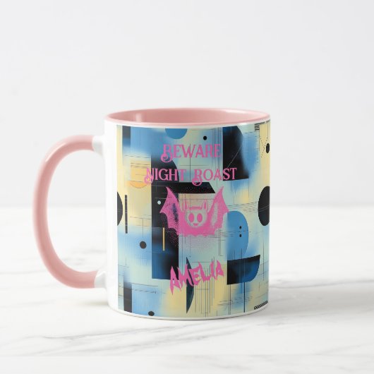 Aangepaste Halloween - Hot Pink Bat Night Roast Mok (Links)