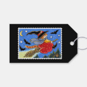 Aangepaste Halloween Kat Heks Broomstick Cadeaulabel (Voorkant (Horizontaal))