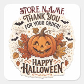 Aangepaste Halloween Kleine Zakelijke Dank Je Vierkante Sticker (Voorkant)