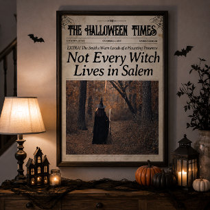 Aangepaste Halloween-krant muurkunst Heks in Salem Poster