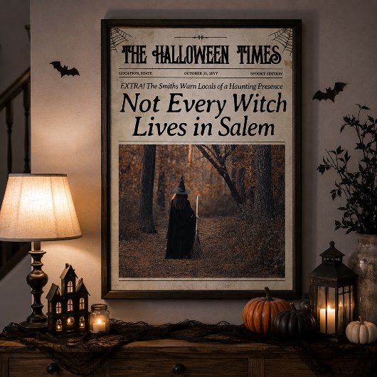 Aangepaste Halloween-krant muurkunst Heks in Salem Poster
