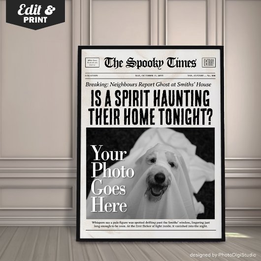 Aangepaste Halloween krant Wall Art Ghost Sighting Poster