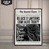 Aangepaste Halloween krant Wall Art Jack O'Lantern Poster